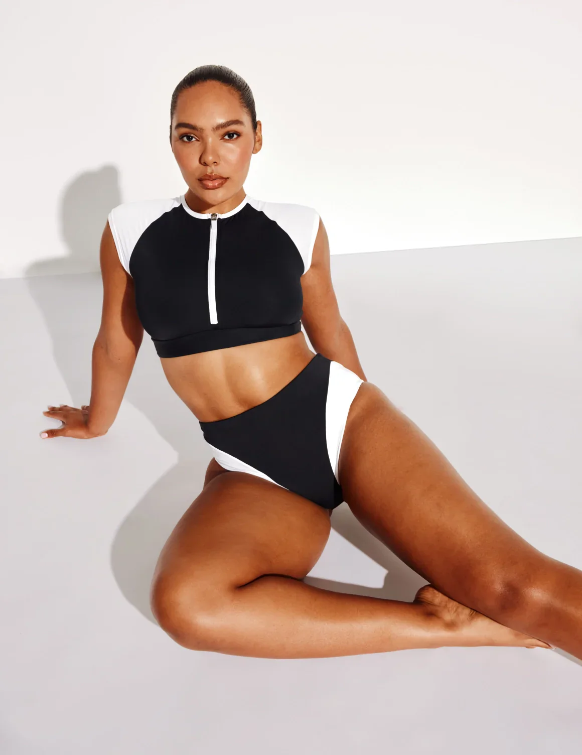 High Rise Bikini Swim Bottom - Color Block - Last Call - Image 2