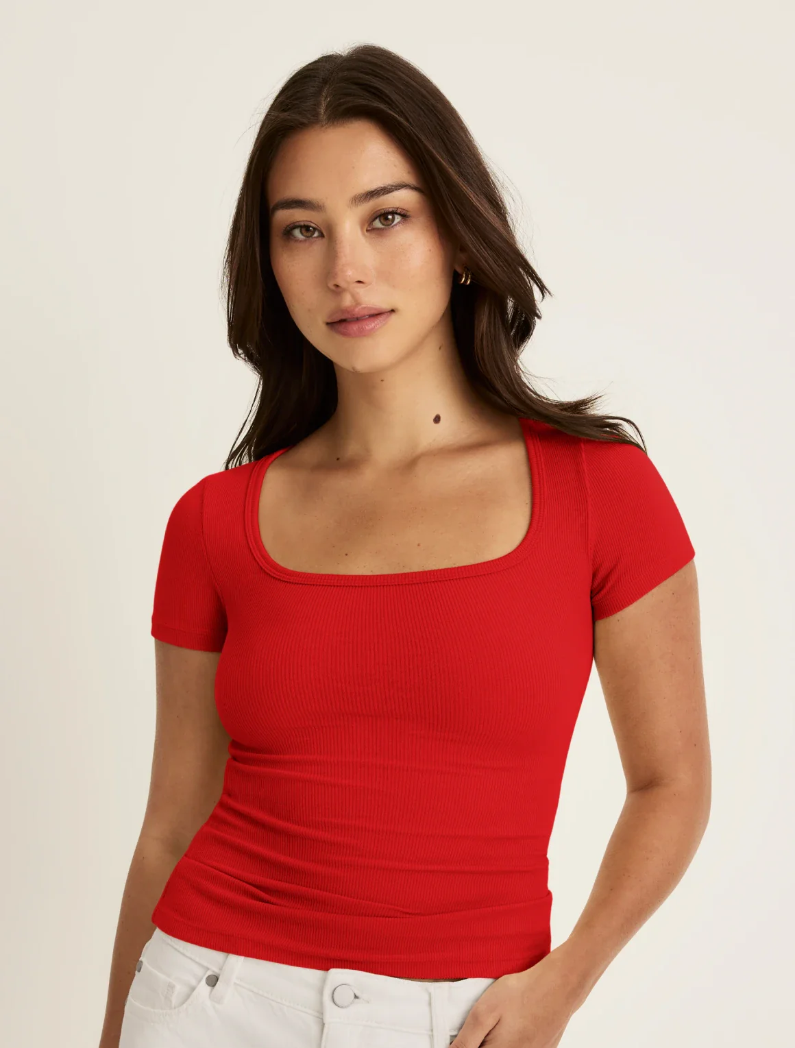 SculptRib™ Cotton Scoop Neck T-Shirt - Image 17