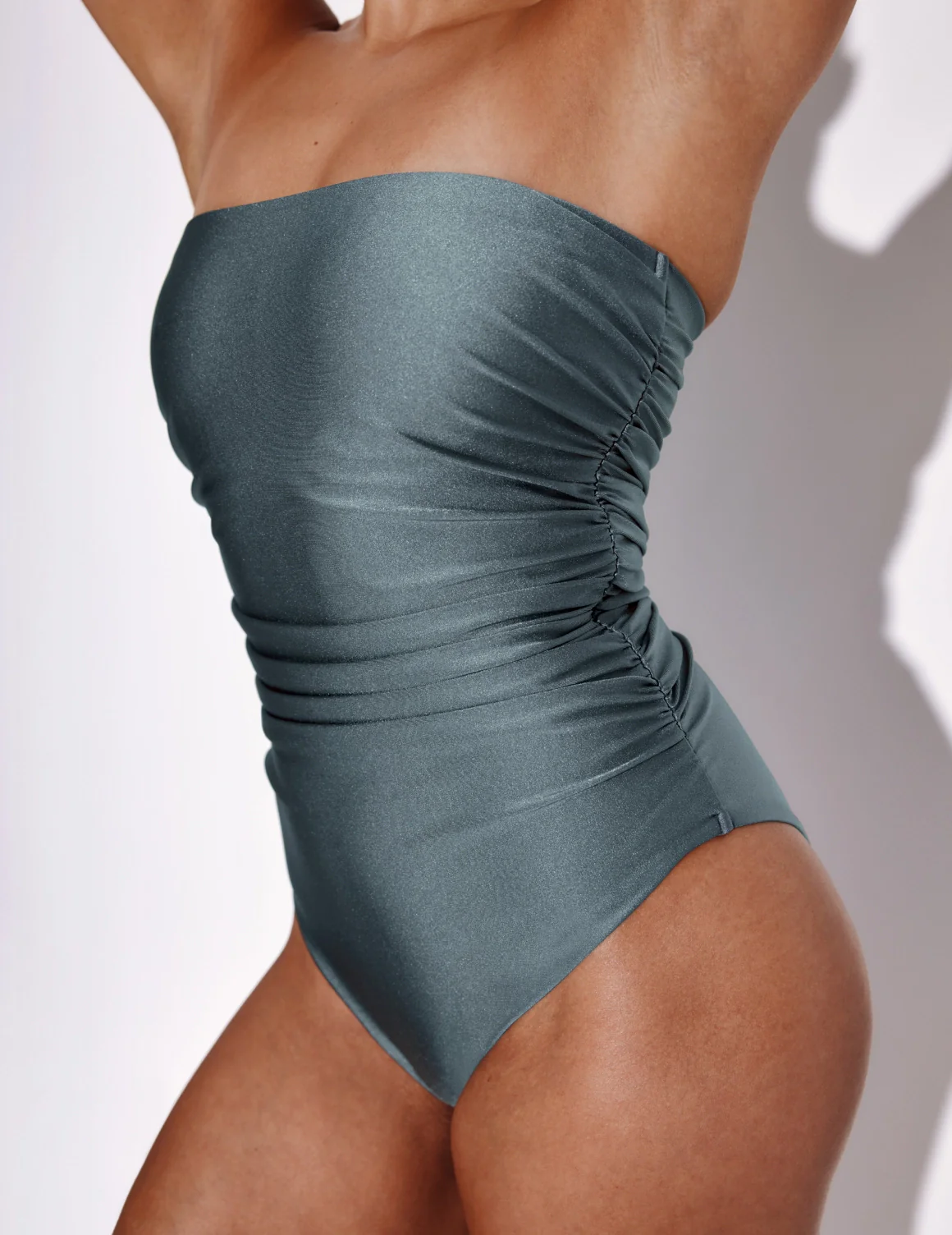Shimmer Ruched One Piece Swimsuit - Last Call - Image 3